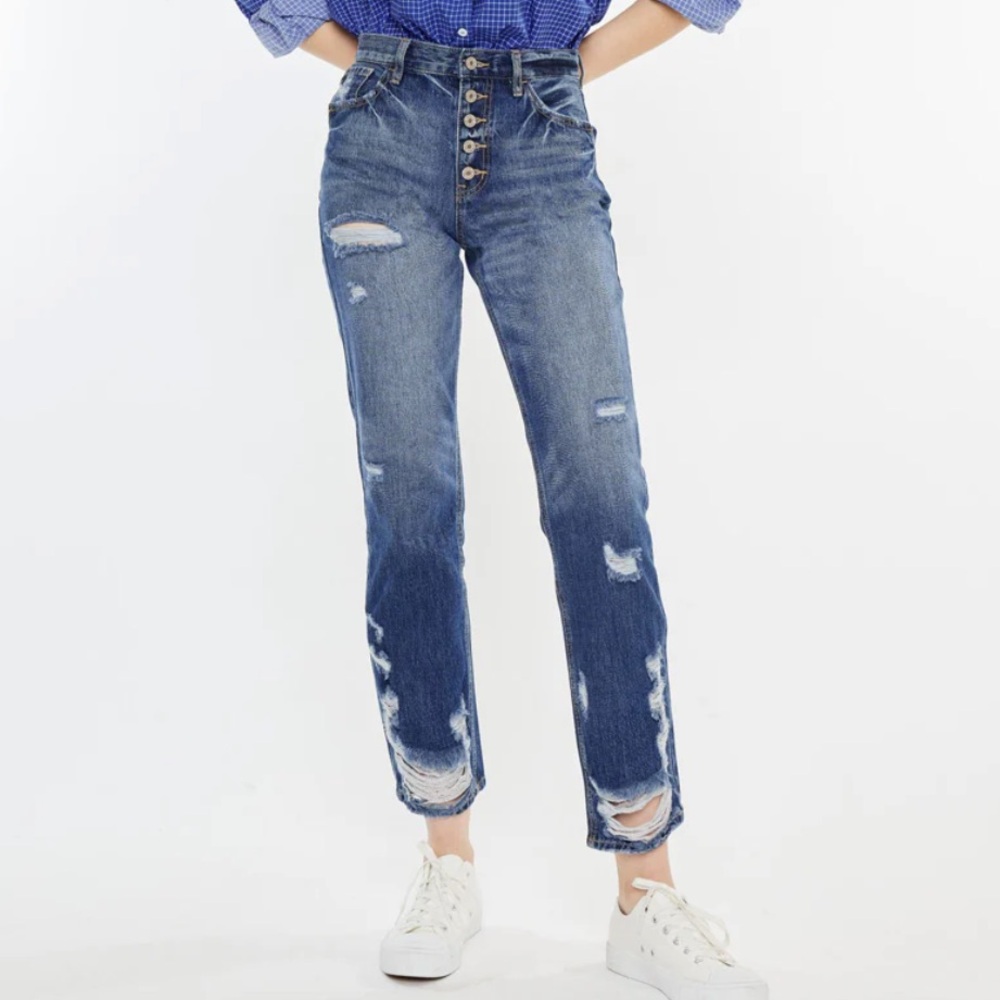 Women's Distressed KanCan Blue Jeans